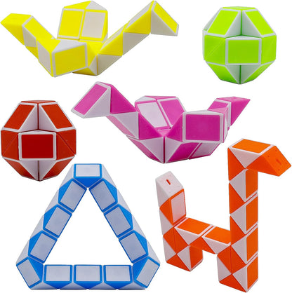 12 Pack 24 Blocks Mini Fidget Snake Cube Mini Twist Puzzle Cubes Magic Speed Cubes Toy for Kids
