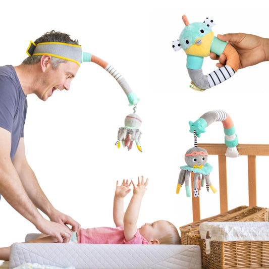 DINGLE DANGLE - Baby Gift Set - 3 in 1 Diaper Changing Helper Headband, Baby Mobile, & Sensory Rattle; Newborn Essentials Must Haves - Great Baby Registry or Shower Gift - Featured on Shark Tank