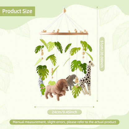 Baby Mobile for Crib Safari Nursery Mobile Handmade Jungle Baby Mobile Woodland Nursery Decor Forest Animals Crib Accessories with Lion Elephant Zebra Giraffe