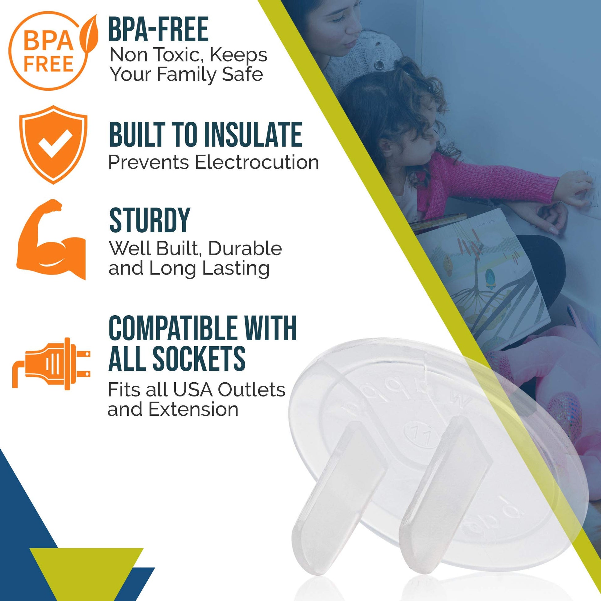 Clear Outlet Covers (50 Pack) Value Pack – Baby Safety Outlet Plug Covers – Durable & Steady