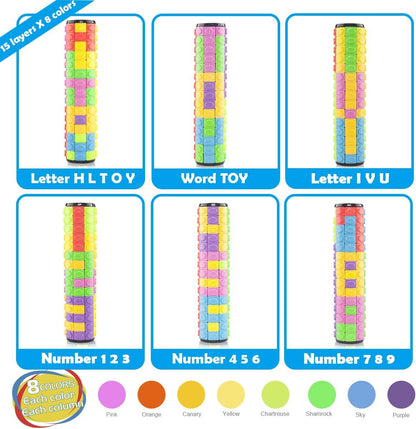 R.Y.TOYS Rotate and Slide Puzzle-Design Patent,Fidget Toys(Restore/Create)-8 Colors,15 Layers-Detach Piece for Quick Play,Brain Teaser,Sensory Toys,Stocking Stuffers,Easter Basket Stuffer Essentials