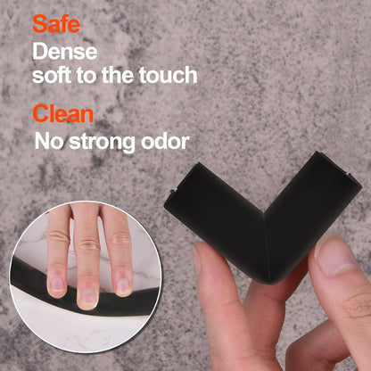 Baby Proofing Edge and Corner Guards, Safety Furniture Bumper with 3M Double-Sided Tape,16.40ft Edge + 4 Pre-Taped Corners Baby Corner Protector for Fireplace, Table, Stair, Cabinet(Black)