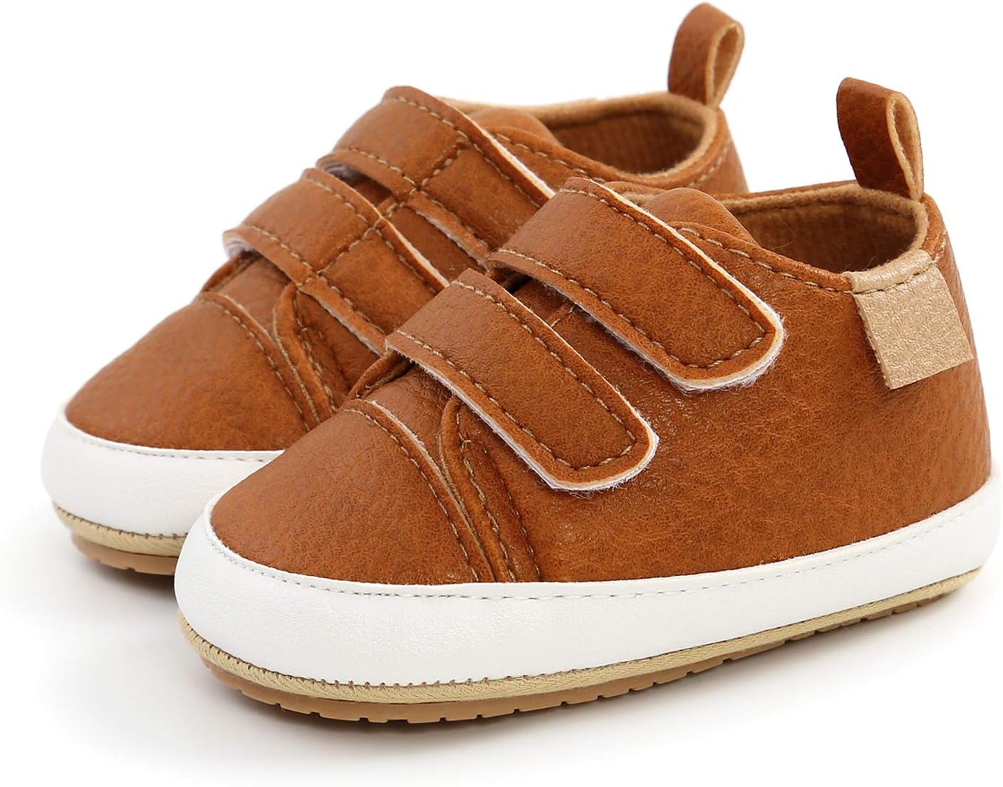 SOFMUO Baby Boys Girls High Top Ankle PU Leather Sneakers Soft Rubber Sole Infant Moccasins Newborn Oxford Loafers Anti-Slip Toddler Wedding Uniform Dress Shoes
