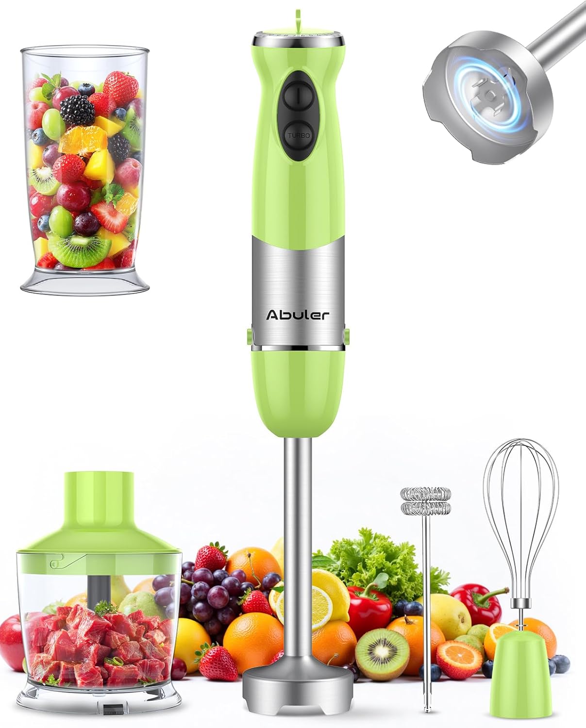 Immersion Blender Handheld 1000W 5 in 1 Corded Stick Hand Blender Kitchen with 12 Speed, BPA-Free
