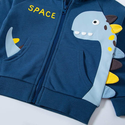 Baby Toddler Boys Dinosaur Hooded Zip Jacket Casual Outerwear Active Sweatshirt