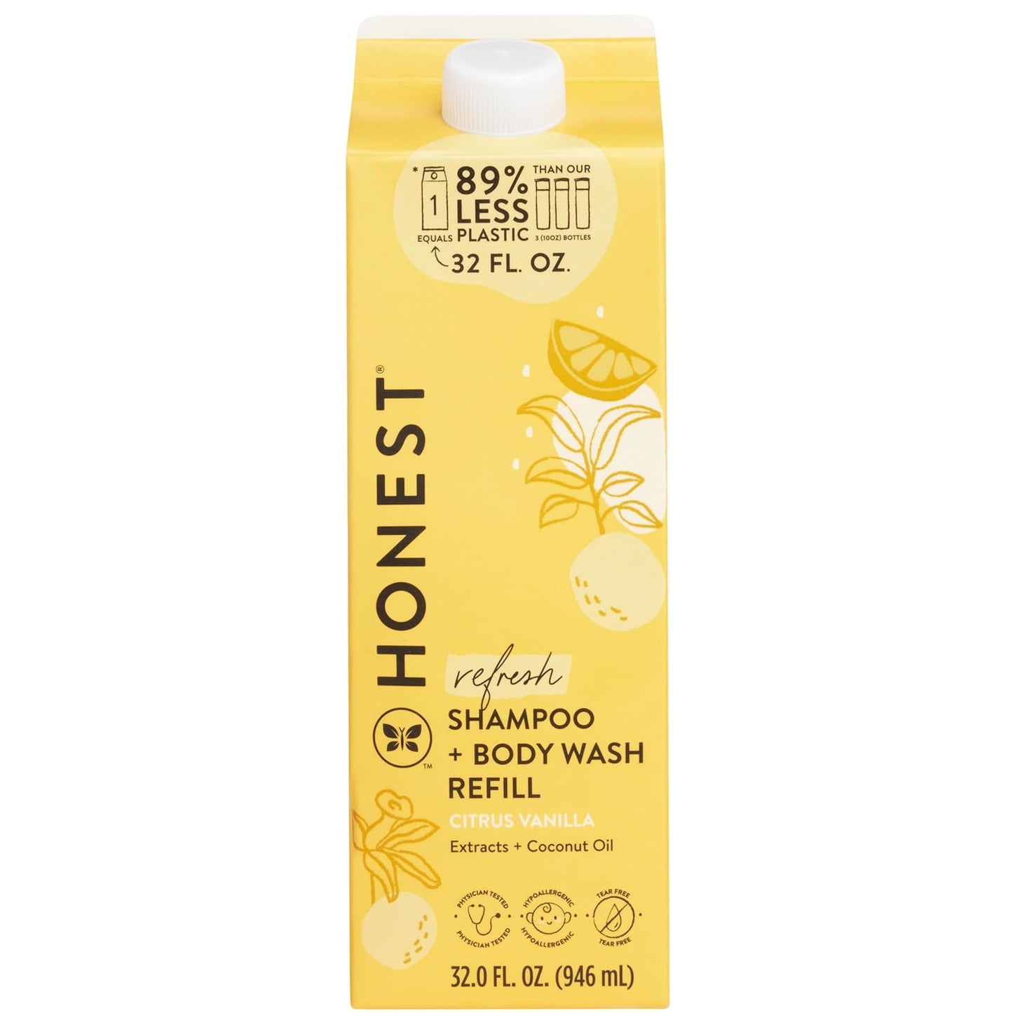 The Honest Company 2-in-1 Cleansing Shampoo + Body Wash Refill Carton | Gentle for Baby | Naturally