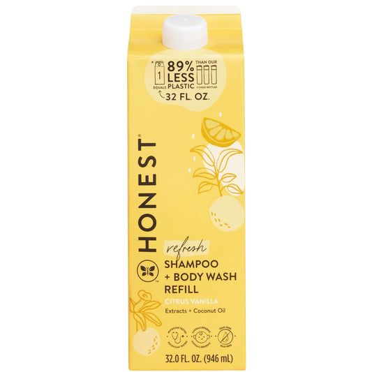The Honest Company 2-in-1 Cleansing Shampoo + Body Wash Refill Carton | Gentle for Baby | Naturally