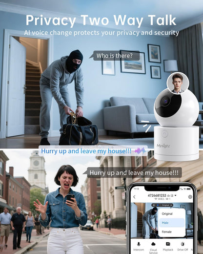 [5G & 2.4G] 2K Pan/Tilt Security Cameras for Home Security Indoor, AI Voice Change for 2-Way Talk, Motion Detection, 24/7 SD Recording/Cloud Storage, Baby Monitor/dog/Pet Camera with Phone App, 2