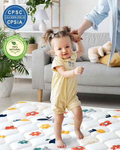 Odorless Premium Foam Baby Play Mat 71" x 59", Soft Microfiber Fabric Crawling Mat for Floor- Comfortable and Hypoallergenic, Non-Slip Cushioned Floor Playpen mat for Infants,Babies,Toddlers