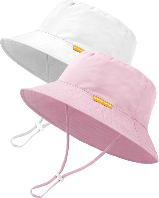 Baby Sun Hat Kids Summer UPF 50+ Toddler Bucket Hat Wide Brim Adjustable Beach Hats for Boys Girls Age 0-6 Years