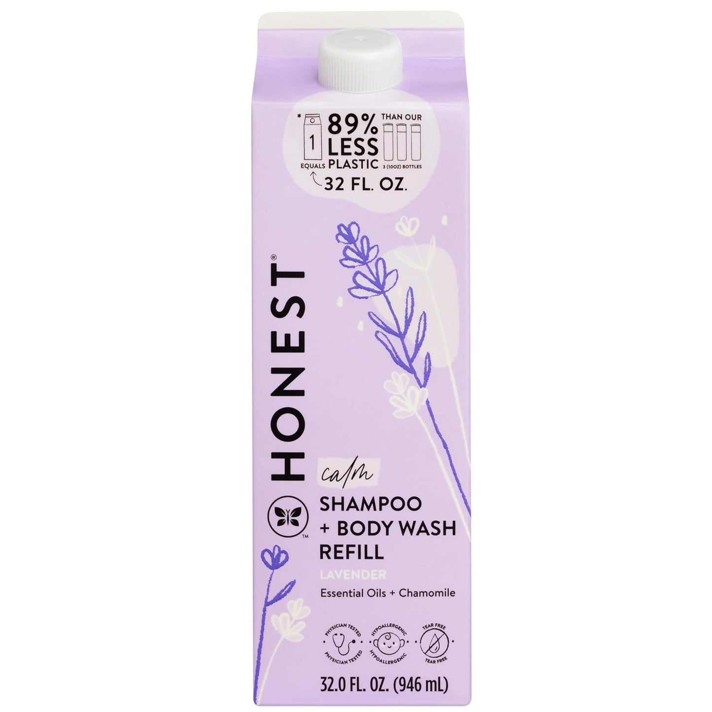 The Honest Company 2-in-1 Cleansing Shampoo + Body Wash Refill Carton | Gentle for Baby | Naturally