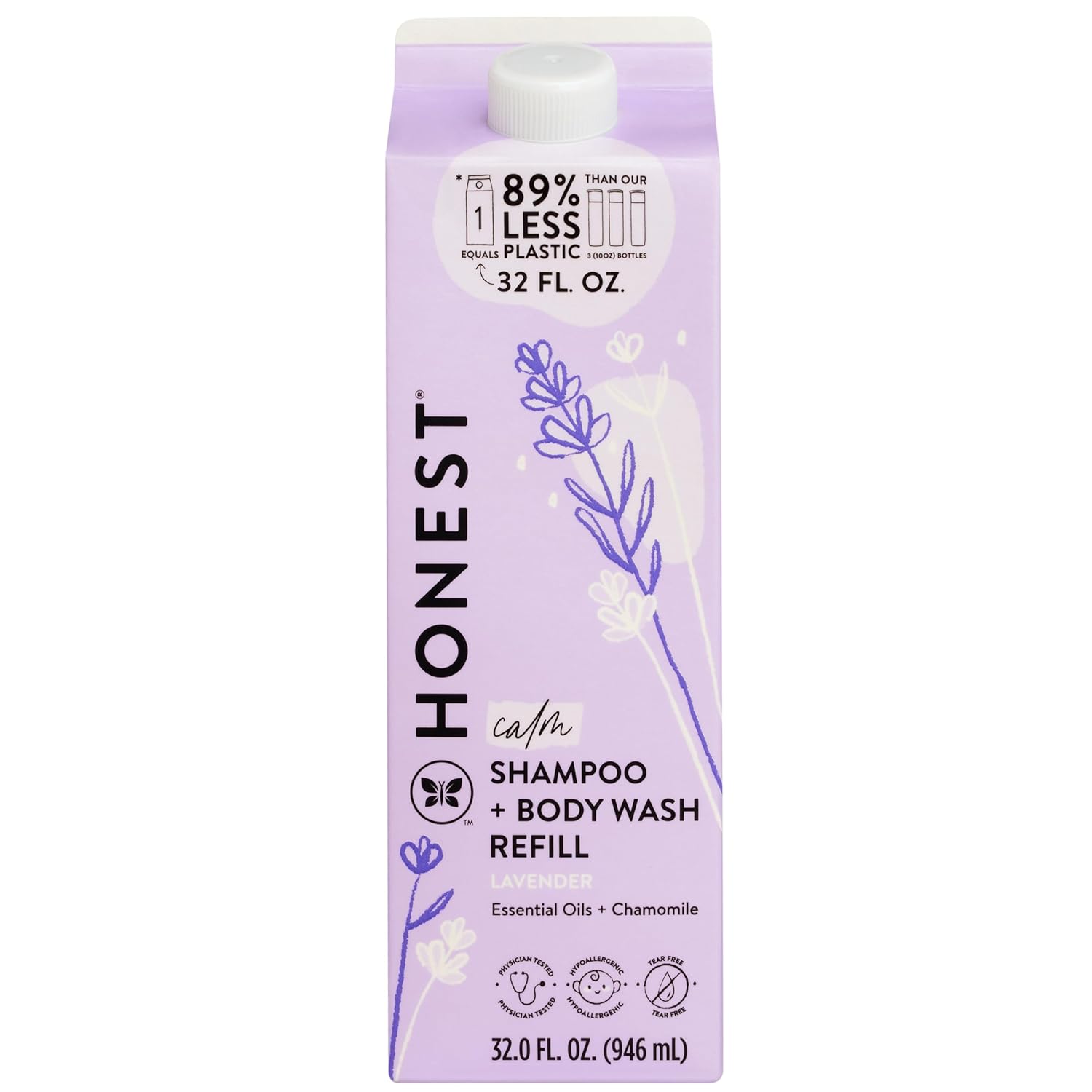 The Honest Company 2-in-1 Cleansing Shampoo + Body Wash Refill Carton | Gentle for Baby | Naturally
