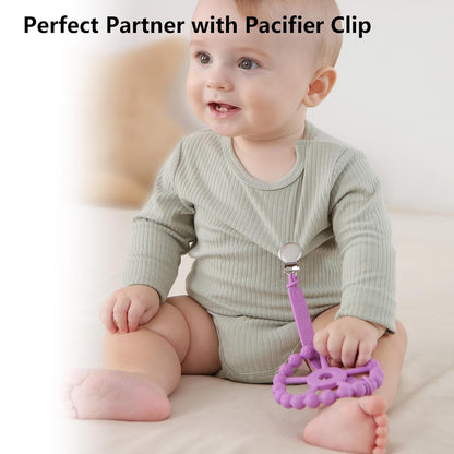 3 Pack Ring Teether Baby Infant Toys, Silicone Teething Ring Toys for Babies 0-6 Months, Seposeve Baby Teethers 6-12 Months 12-24 Months, Easy to Grasp Toy, Teething Relief, Light Purple Green Blue