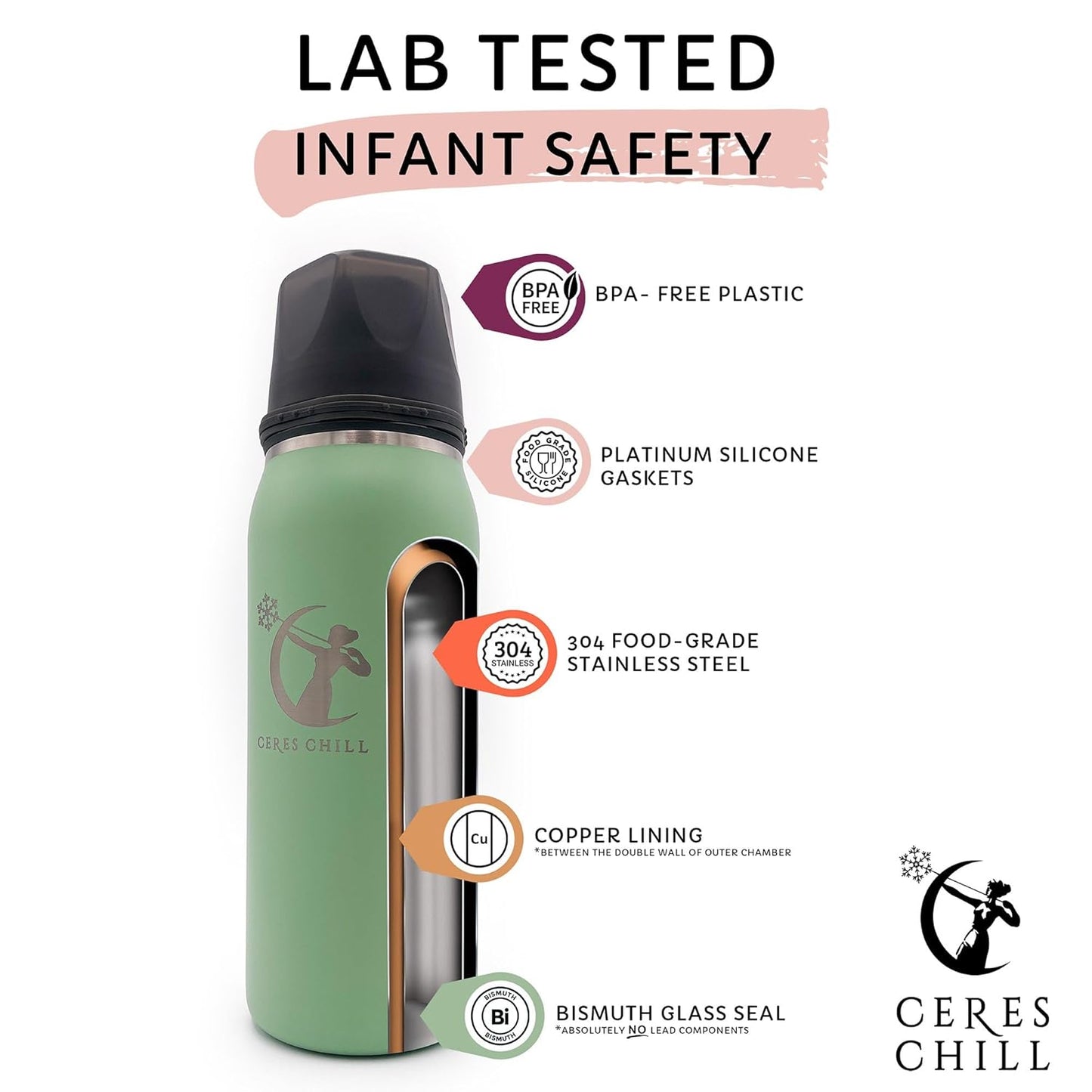 CERES CHILL OG Breastmilk Chiller, Reusable Storage Container, Up to 34 oz. - Bottle Cooler Keeps