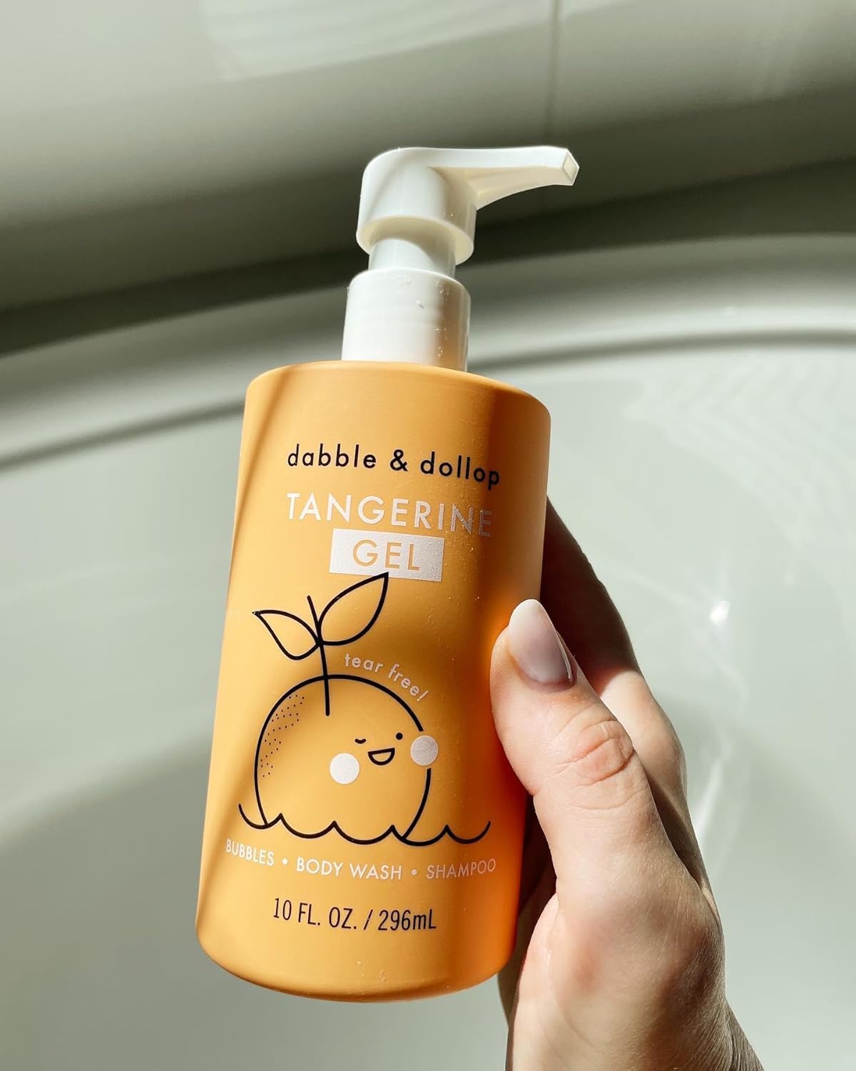 Dabble & Dollop Tangerine Body Wash & Shampoo – 3-in-1 Natural Bubble Bath for Kids, Made in USA