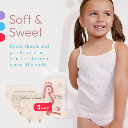 Feathers Floral Print Snug Tagless Cotton Underwear – Girls Underwear Briefs Super Soft Panties (3 Pack)