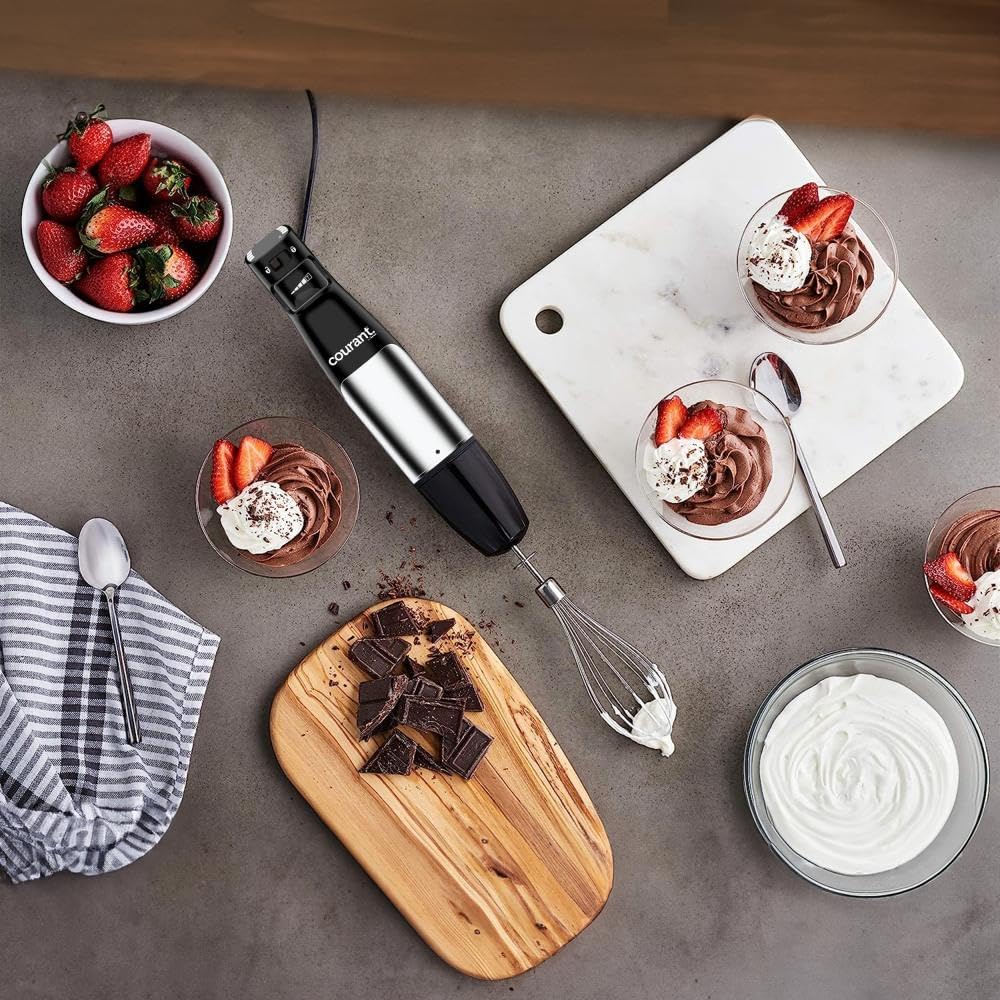 Courant Immersion Handheld Blender,4 in 1 400W Stick Blender, Variable Speed Stainless Steel