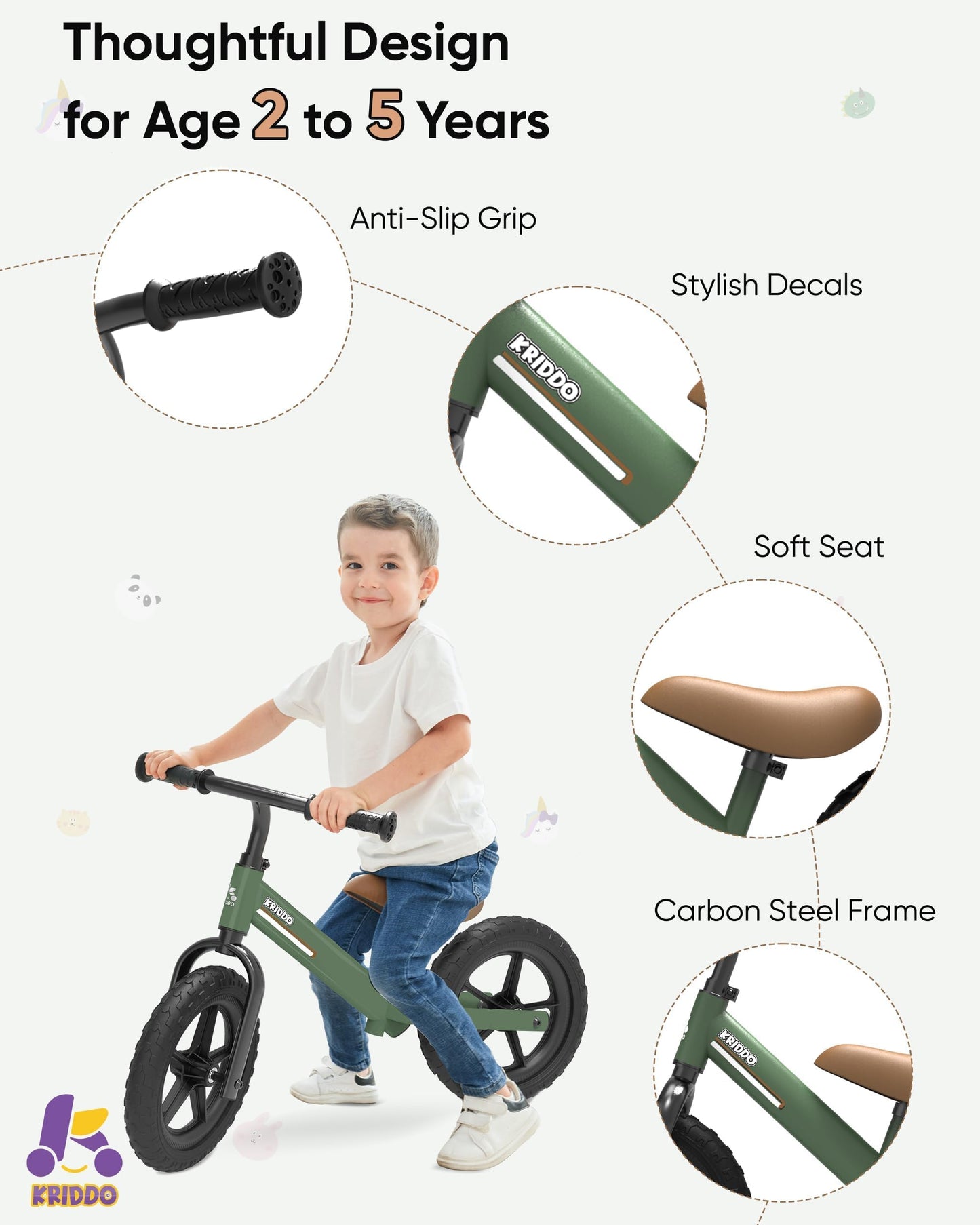KRIDDO Toddler Balance Bike 2 Year Old: Toddler Bike Toys for 2-5 Years Old