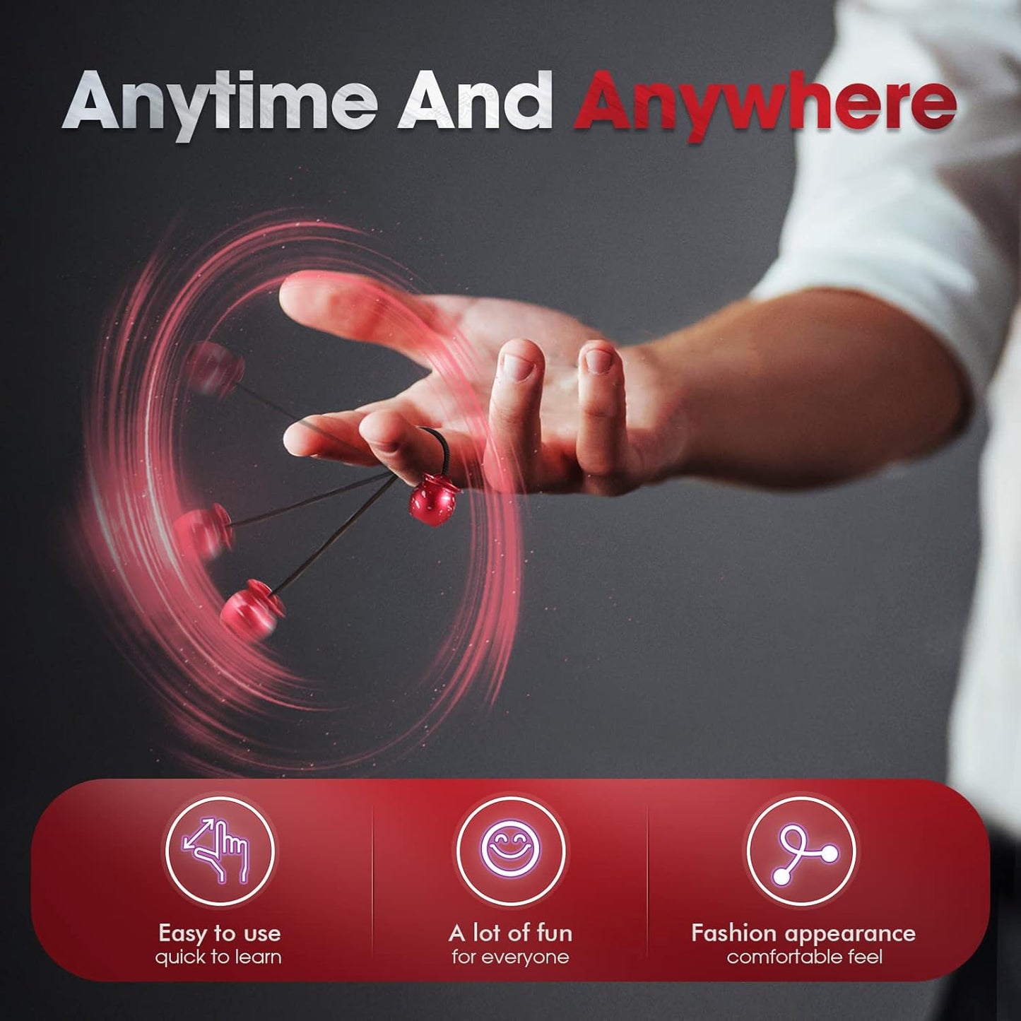 Begleri Fidget Beads - Worry Fidget Beads Spin & Bump - Made of Aluminum Alloy - for Men Women Youngs Skill Players Creates a Bit of Magic for You (Cala-Blue Yellow&White)