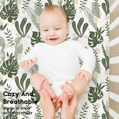Yoofoss Pack and Play Sheets Fitted, Mini Crib Sheets 2-Pack for Pack N Play Mattress, Stretchy