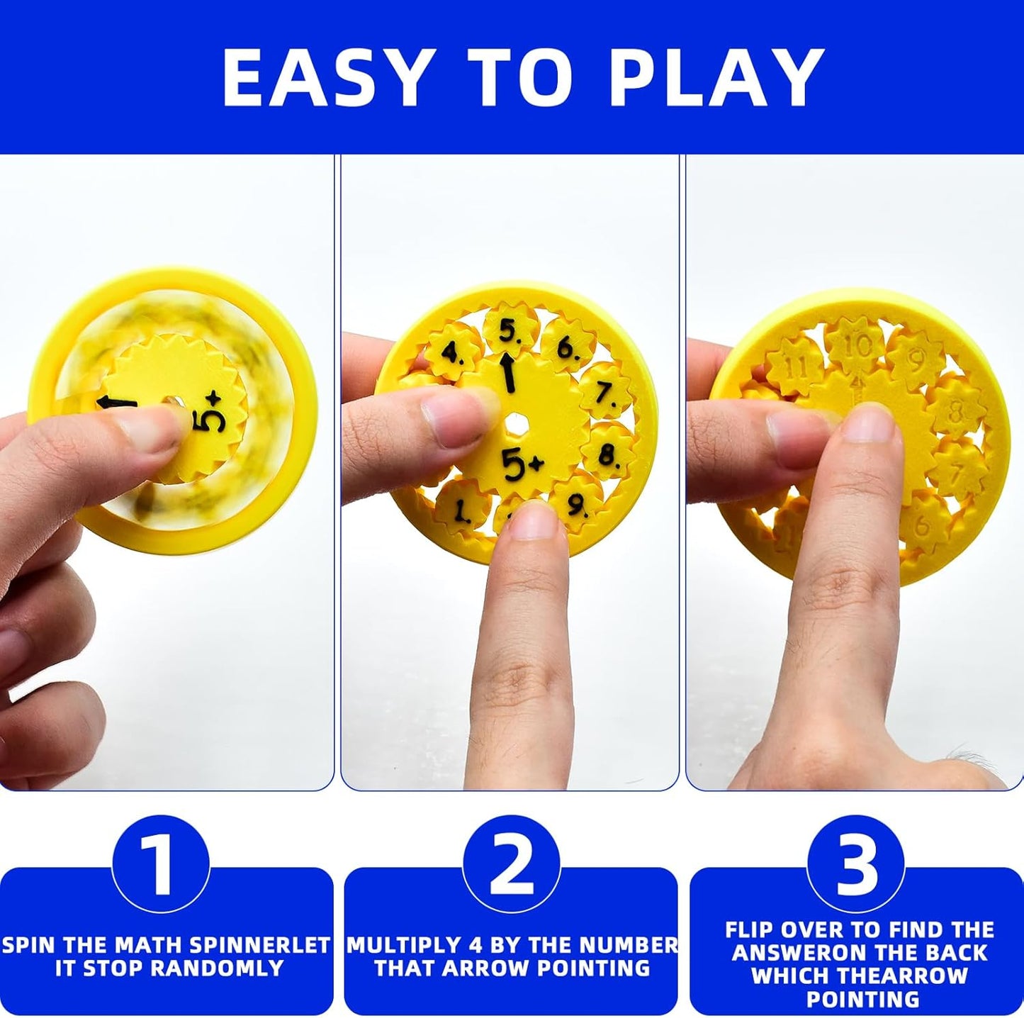 Math Fidget Spinners,Funny Educational Math Fact Tools,Math Learning & Education Toys Game,Creative Gift (18 PCS)