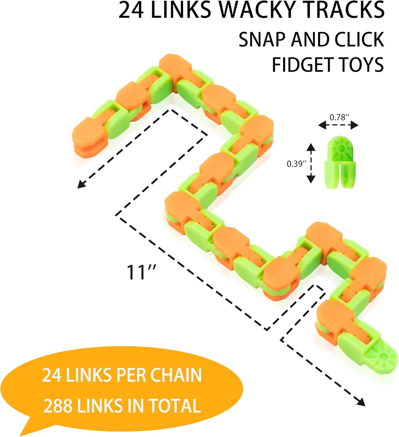 Ganowo 6 Pack Wacky Tracks - Snap Click Fidget Toys for Kids Adults ADHD Finger Sensory Autism Stress Relief