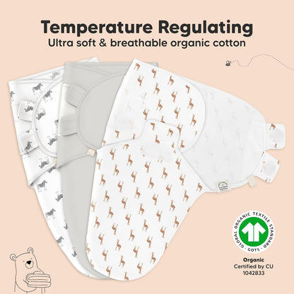 3-Pack Organic Baby Swaddle Sleep Sacks - Swaddles for Newborns, Infant 0-3 Months, Baby Girls