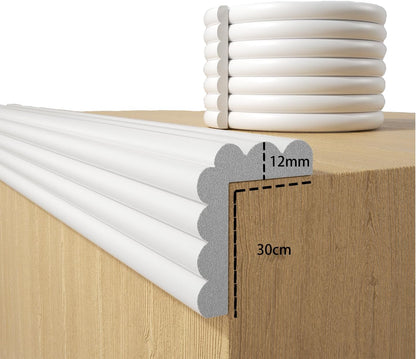 Baby Proofing Wall Corner Protector,Edge Guard Corner Protector,6.56ft Thinken Soft Corner Protectors Pre-Taped Soft Rubber Foam Edge Cushion for Furniture (White, 6.56Ft x 11.8" W x 0.47" Th)