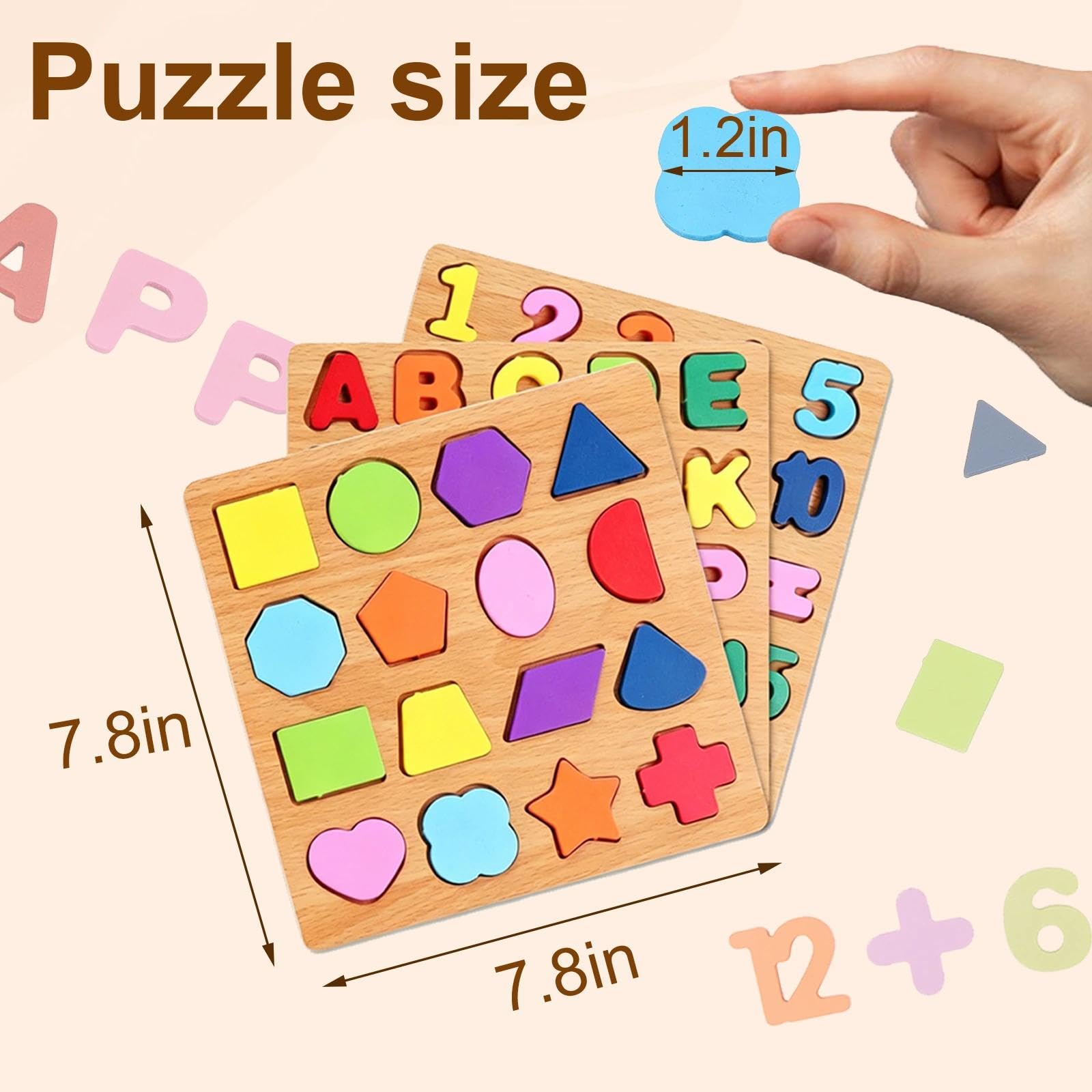 Wooden Puzzles for Toddlers 3-5, Boys & Girls, Montessori Toddler
