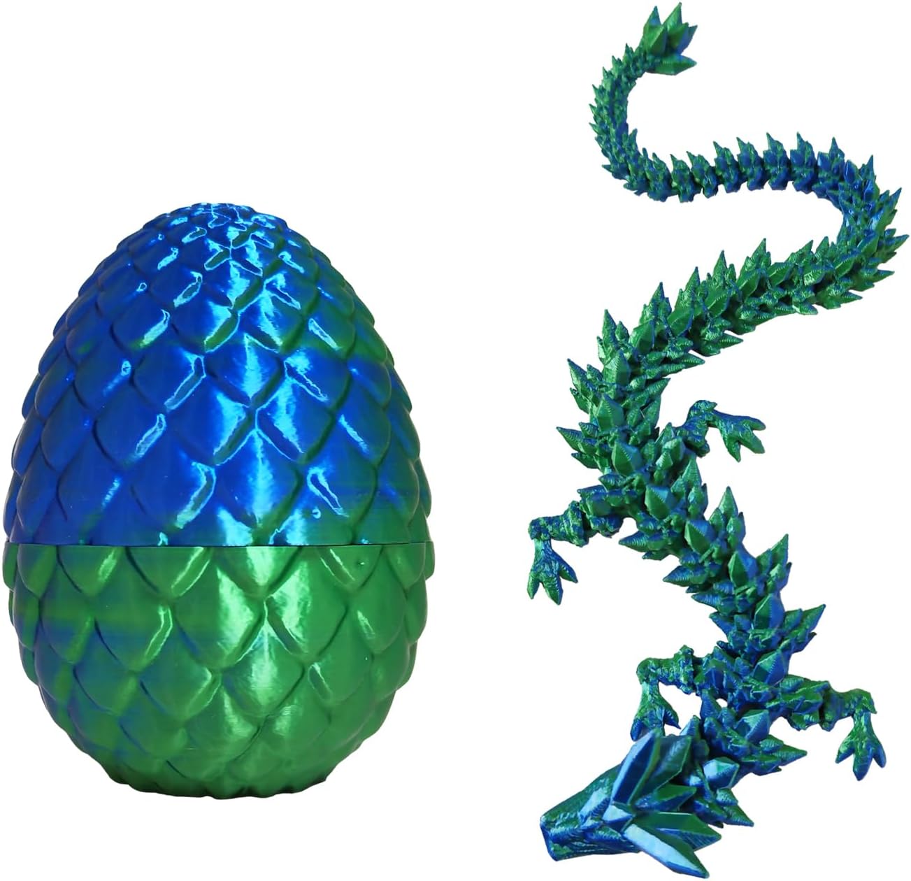 Dragon Egg ,Dragon Egg Fidget Surprise Toy with 3D Printed Dragon, Dragon Eggs with Dragon Inside Fidget Toy, 12" Dragon and Dragon Egg Toy Gifts for Autism and ADHD. (Laser Green)