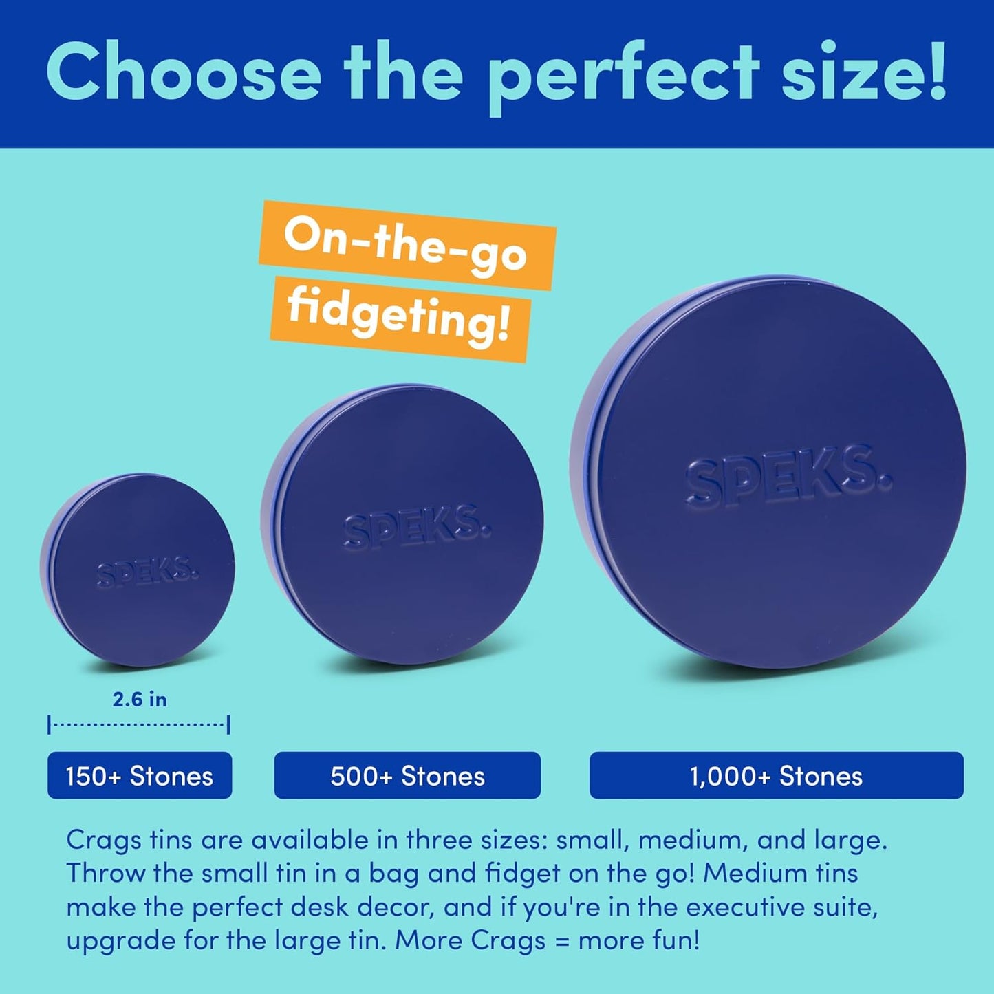Speks Crags Ferrite Putty, Over 150 Ferrite Stones in a Metal Tin, Seriously Satisfying Fidget Toys for Adults and Desk Toys for Office, Matte Indigo, Small
