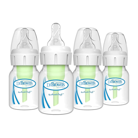 Dr. Brown's Natural Flow Anti-Colic Options+ Narrow Baby Bottle, 2 oz/60 mL, with Preemie Flow