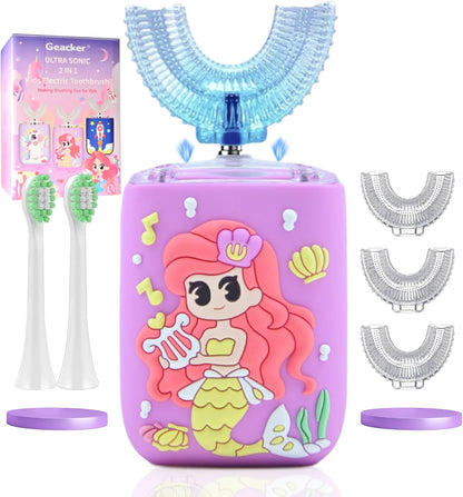 Kids Electric Toothbrush, U Shaped Toothbrush Kids Sonic Automatic Brush with 5 Brush Head 6 Sonic
