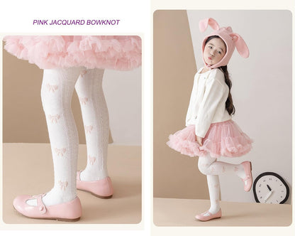 CHUNG Baby Girls Cotton Tights Thin Hollowed Summer with Bowknot Mesh Lace Fashion Toddler Footed Legging Pantyhose