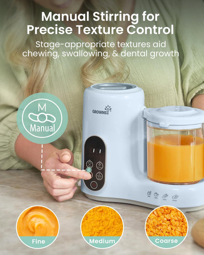 GROWNSY Baby Food Maker with Steam Basket, One Step Baby Food Processor Steamer Puree Blender