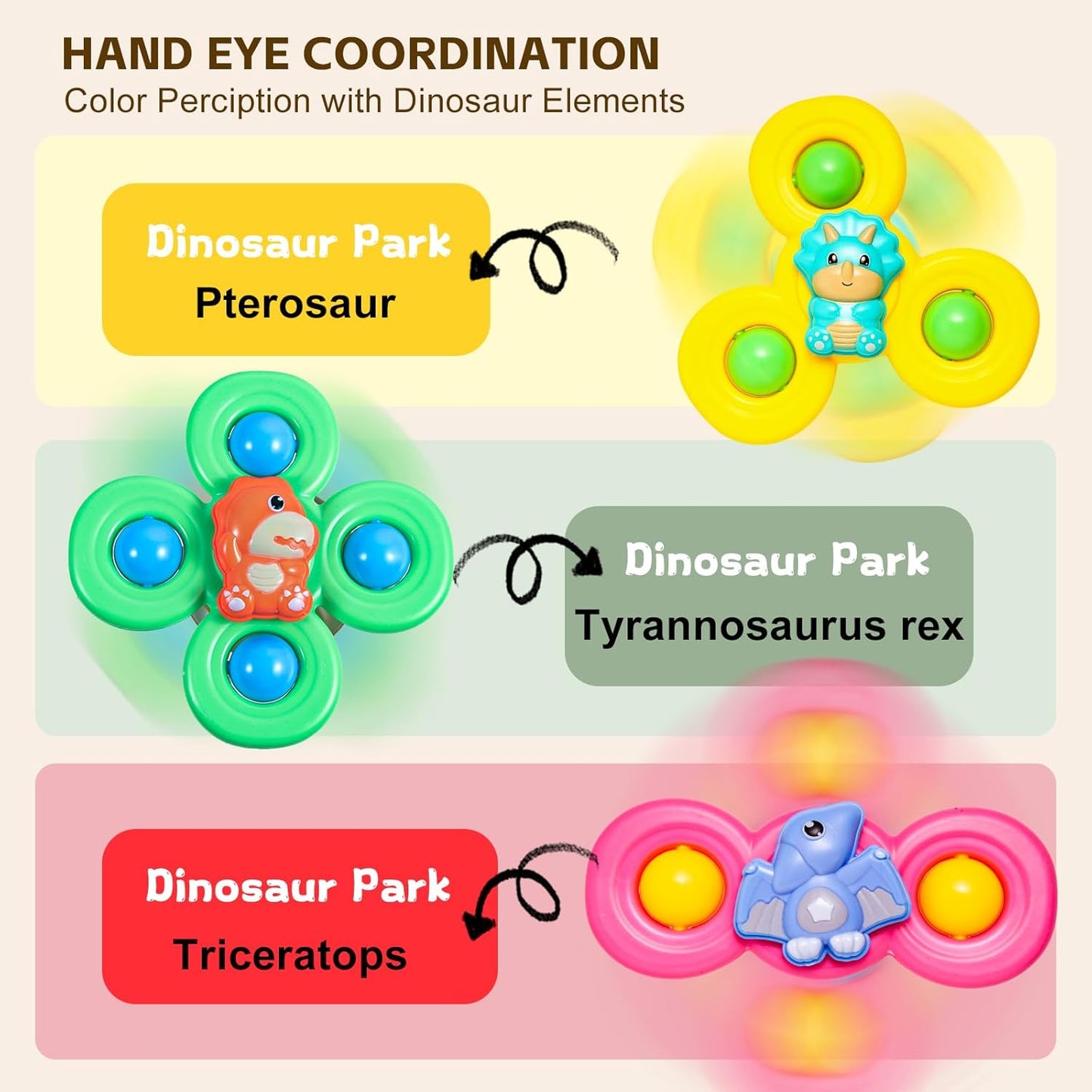 3PCS Spinner Toys for Babies, Baby Bath Toys Travel Essential Airplane Kids Toddlers Toys 1-3 Spinner with Suction Cups, Easter Birthday Baby Gifts Sensory Toys