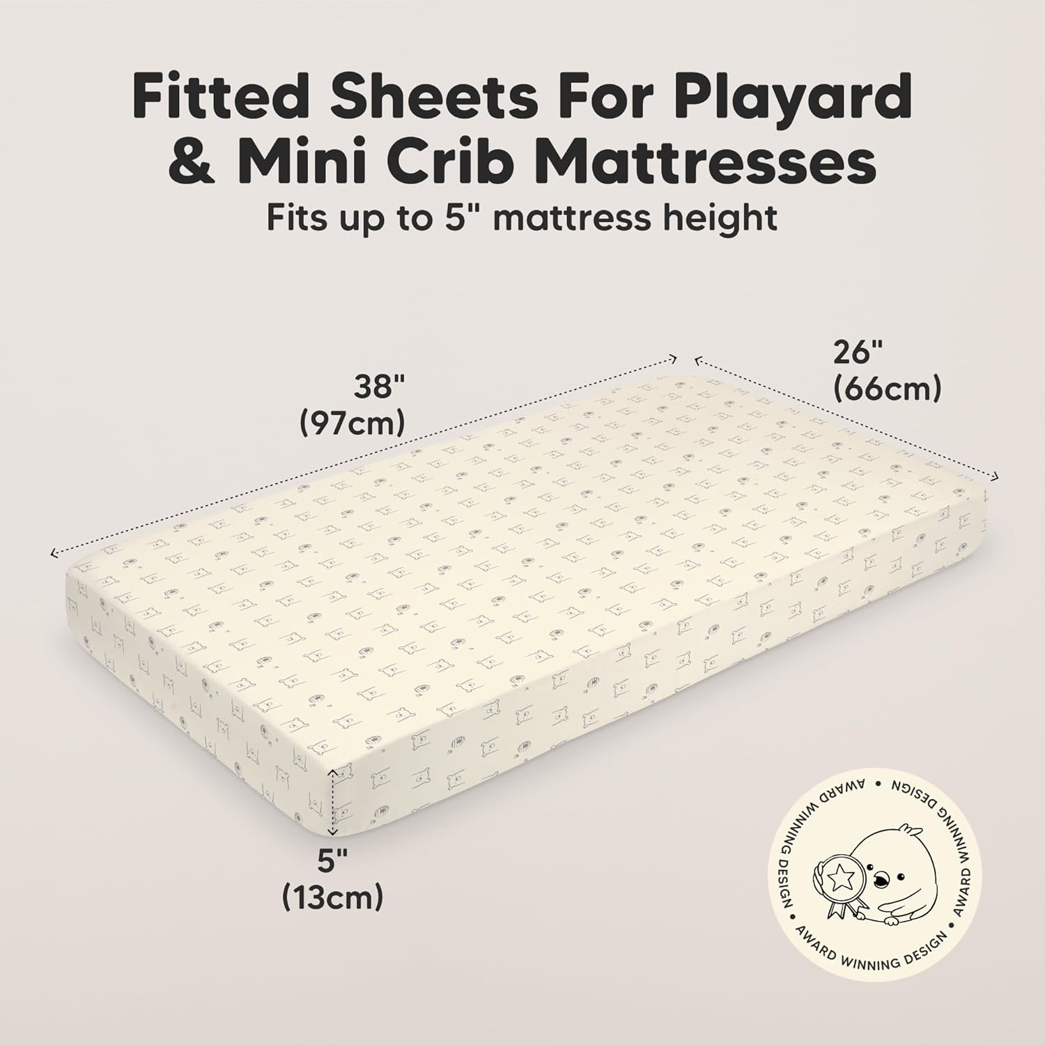 2-Pack Mini Crib Sheets Fitted - 38x26 Pack N Play Sheets for Pack and Play Mattress, Organic
