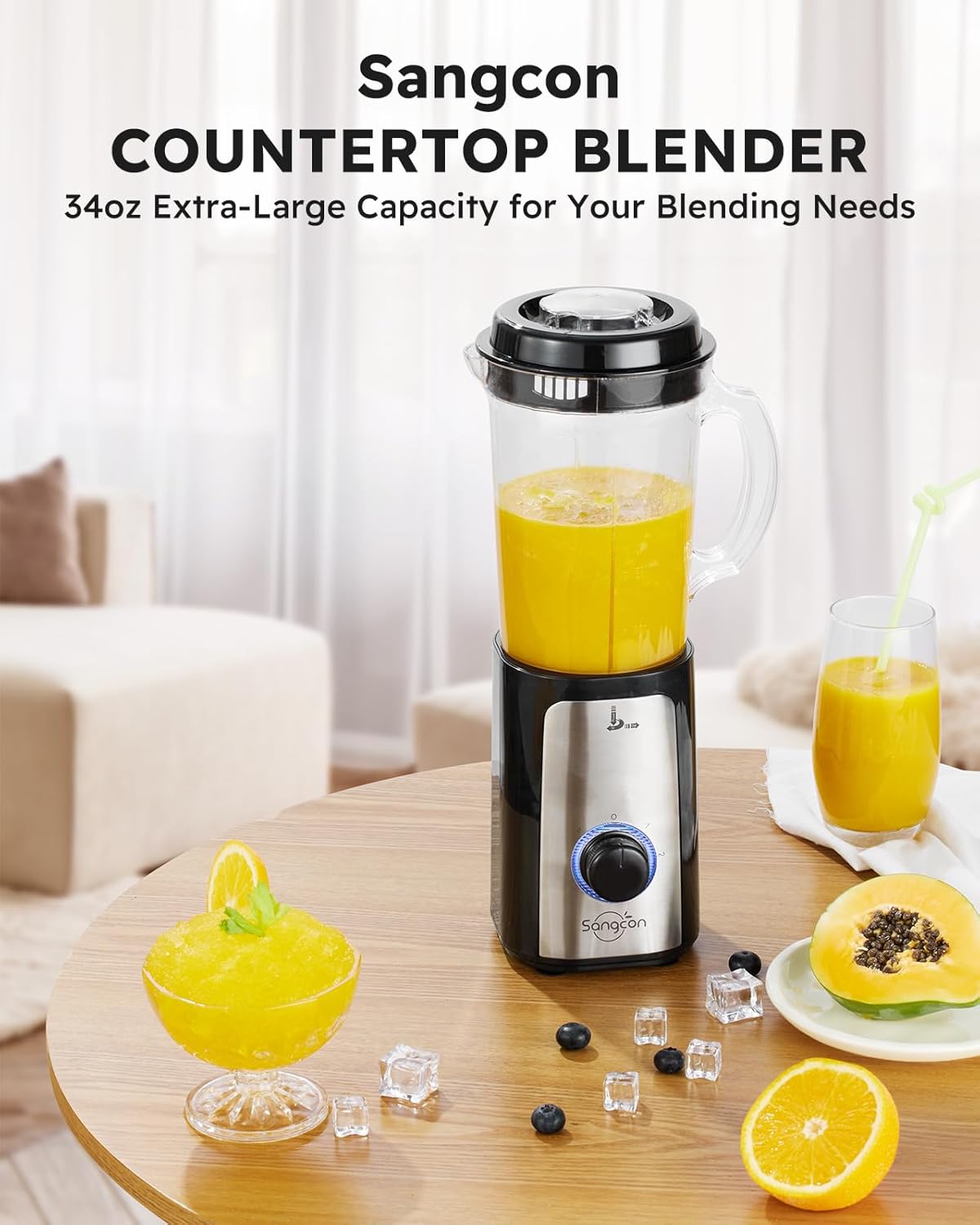SANGCON 5 in 1 Blender and Food Processor Combo for Kitchen, Small Electric Food Chopper for Meat