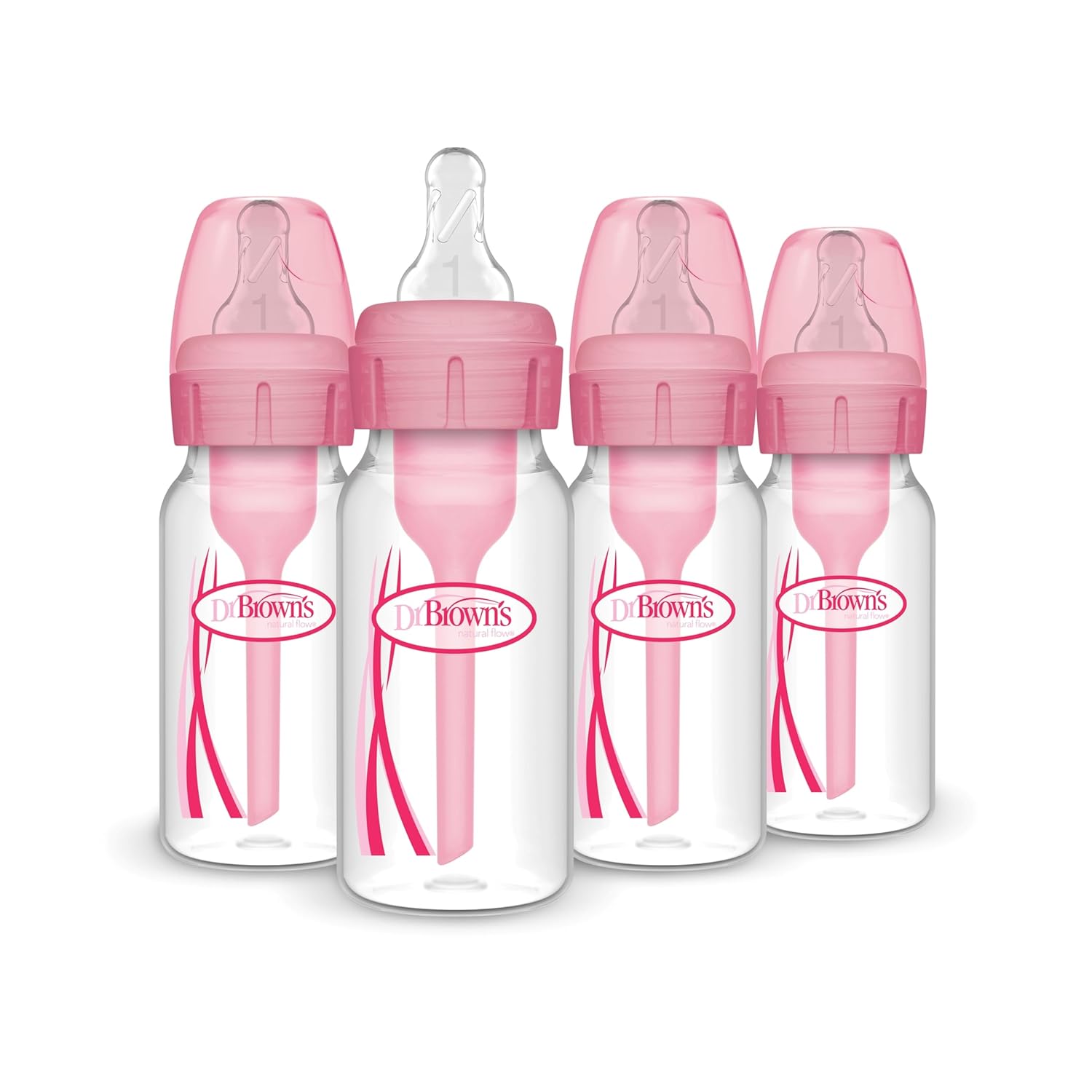 Dr. Brown's Natural Flow Anti-Colic Options+ Narrow Baby Bottle, 4 oz/120 mL, with Level 1 Slow