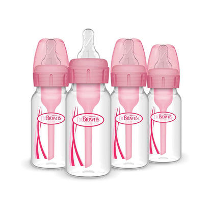 Dr. Brown's Natural Flow Anti-Colic Options+ Narrow Baby Bottle, 4 oz/120 mL, with Level 1 Slow