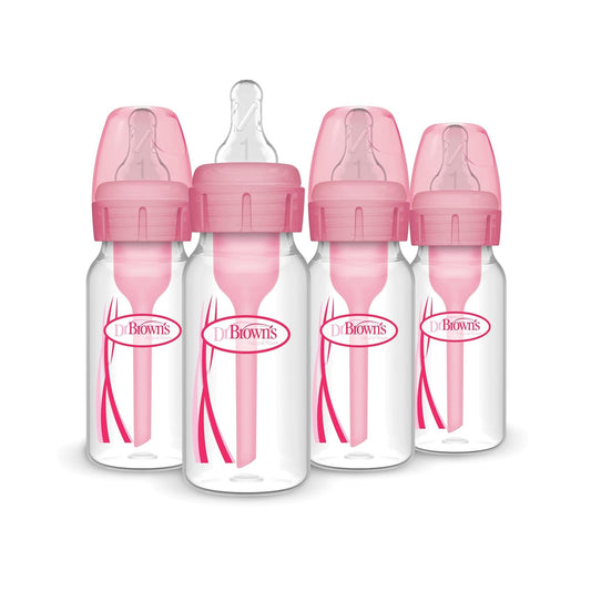Dr. Brown's Natural Flow Anti-Colic Options+ Narrow Baby Bottle, 4 oz/120 mL, with Level 1 Slow