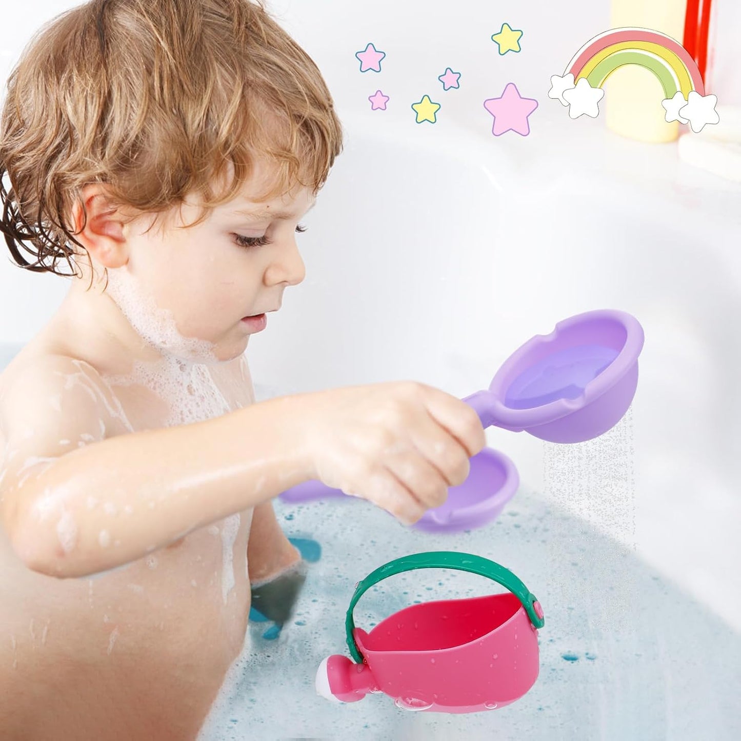 Small Soft Bath Toys for Toddlers 1-3 - Super Easy to Clean Water Table Toys Baby Tub Swimming Pool