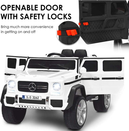 Costzon Ride on Car, Licensed Mercedes-Benz Maybach, 12V Battery Powered Vehicle Toy w/ 2 Motors, Remote Control, 3 Speeds, Lights, Horn, Music, Aux, Storage, Truck, Electric Car for Kids (White)