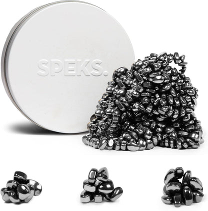 Speks Crags Ferrite Putty | Over 500 Smooth Ferrite Stones in a Metal Tin | Fun Quiet Fidget Toys for Adults and ADHD Desk Toys for Office | White, Medium