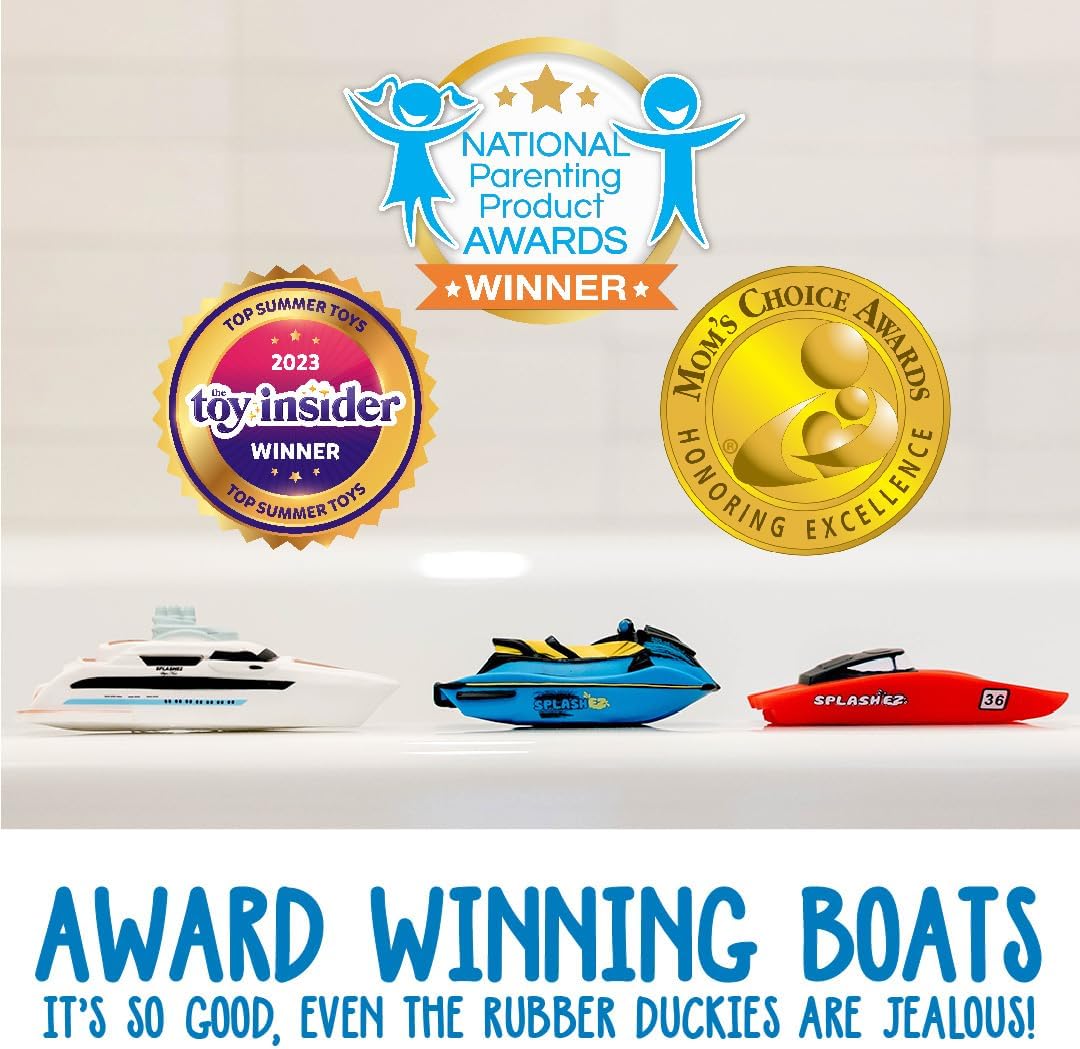 SplashEZ Bath Toy Boats for Toddlers, Mold Free Boat Bath Toys for Kids & Toddlers, No Hole for
