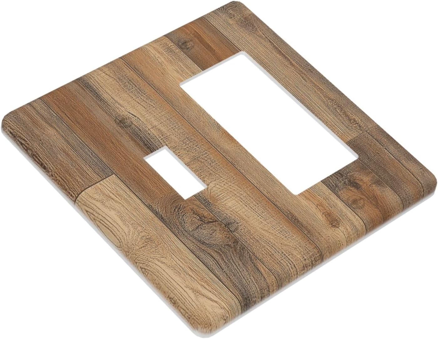 Outlet Covers Retro Rustic Brown Wood Grain 1 Toggle 1 Rocker Combination Decorative Wall Plate