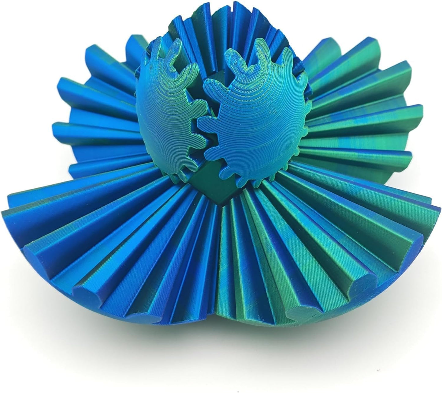 Gear Ball 3D Printed Gear Ball Fidget Toy, Gear Ball Fidget Toy, Perfect for Stress and Anxiety Relaxing fidget Toy, Desk Toy - Ideal for Sensory Needs and Autism (Laser Green Blue)