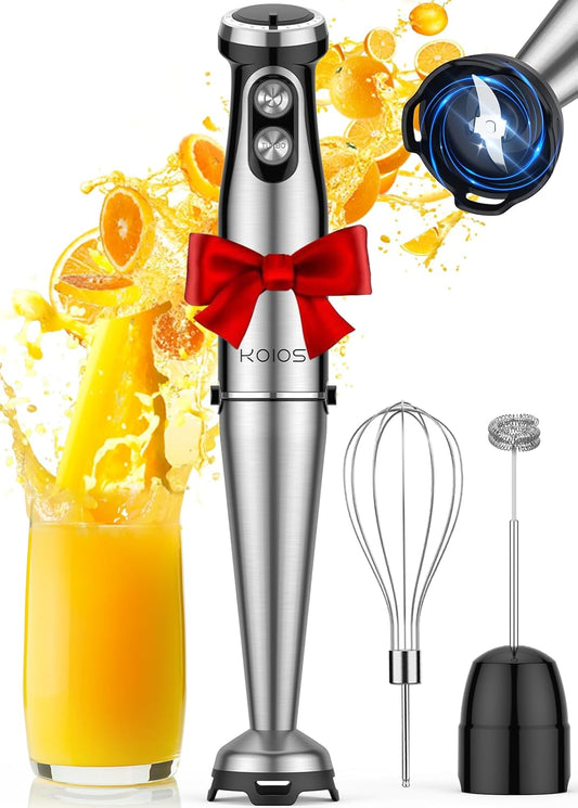 KOIOS Immersion Blender, 1000W Anti-scratch 3-in-1 Hand Blender, Upgraded 12 Speed Stainless Steel