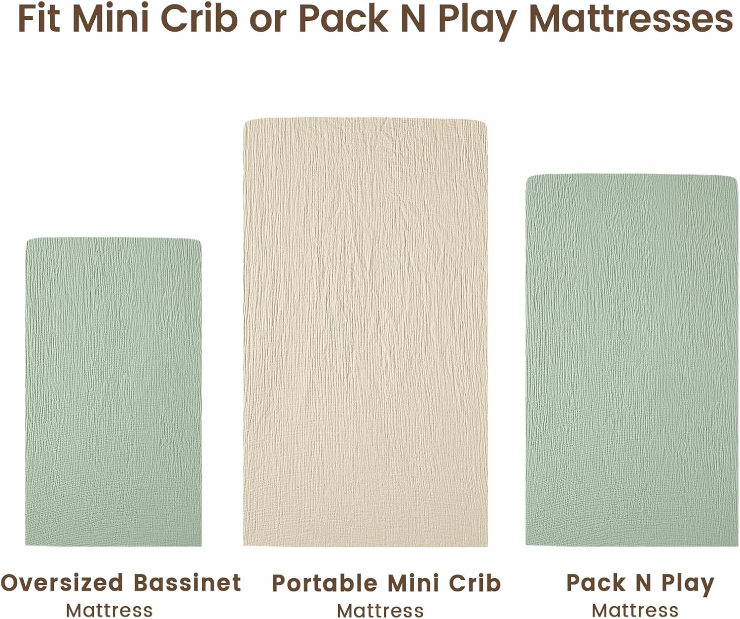 david's kids Muslin Mini Crib Sheets, 2 Pack Cotton Pack N Play Sheets for Boys Girls Neutral, Soft