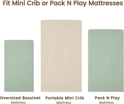 david's kids Muslin Mini Crib Sheets, 2 Pack Cotton Pack N Play Sheets for Boys Girls Neutral, Soft